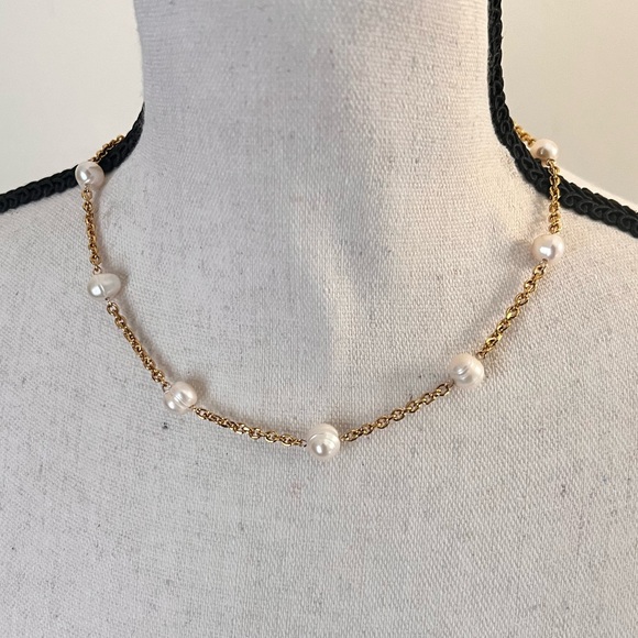 Freshwater Pearl Satellite Station Necklace 18k Gold Filled - Picture 4 of 5